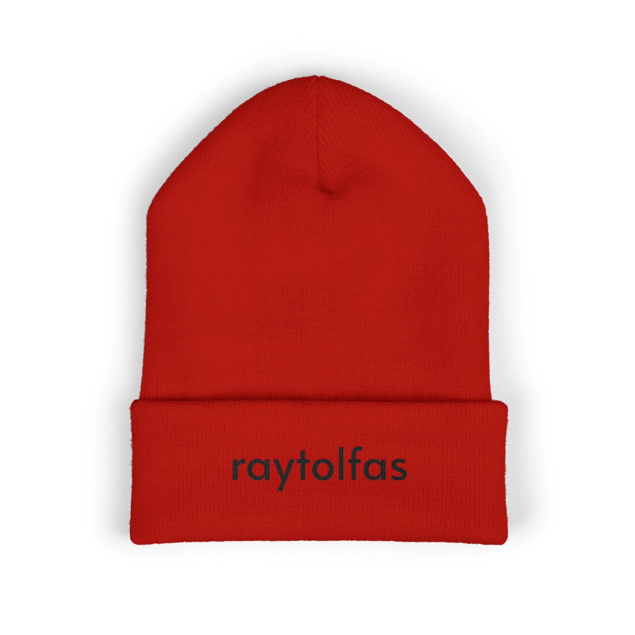 Embroidered 'RAYTOLFAS' Classic Cuffed Beanie – Minimal Knit Winter Hat - Raytolfas Store
